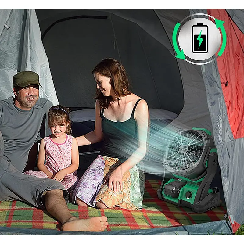 Portable Fan Rechargeable Battery Operated Fan, IP54 Outdoor Camping Fan w/Hook & Variable Speed, Personal Desk Fan Cordless Fan for Jobsite/Tent/Travel/Bedroom/Table/Garage