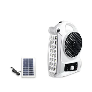 Hot sales solar rechargeable radio fan with led light
