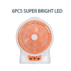 AC/DC operated rechargeable 8 inch table fan with led light