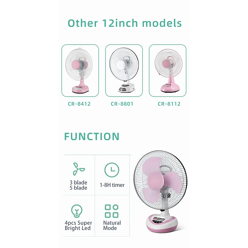 Portable rechargeable 12 inch box table fan