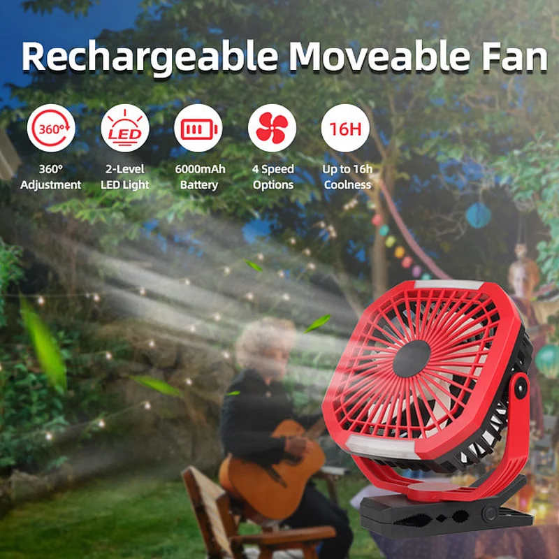 tent with fan and lights