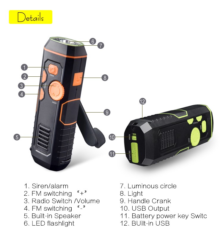 crank radio flashlight
