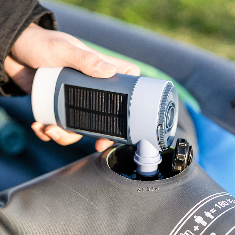 4-in 1 New Genetation Waterproof Solar USB Rechargebale Air Pump for Beach Ball,Air Mattresses, Kayaks with 4000 mAh Power Bank