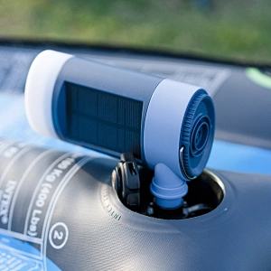 4-in 1 New Genetation Waterproof Solar USB Rechargebale Air Pump for Beach Ball,Air Mattresses, Kayaks with 4000 mAh Power Bank