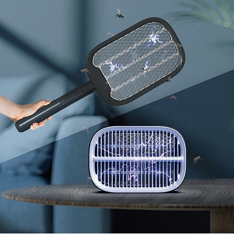 2 in 1 Mosquito Killer with Swatter Electric Fly Swatter Mosquito Bat Anti Mosquito Killer Swatter Battery Power for Indoor