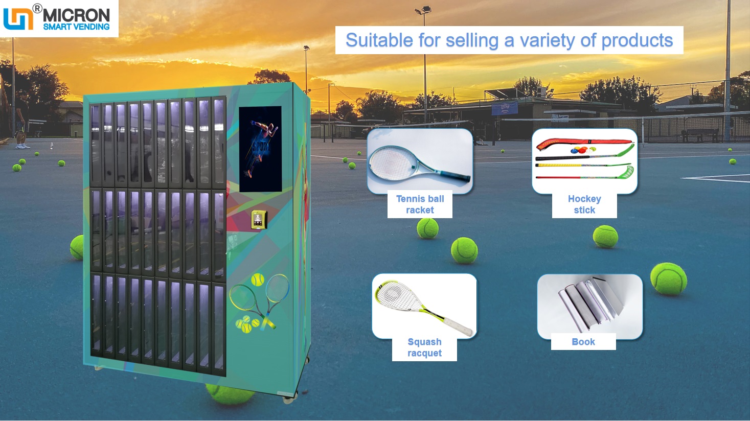 tennis racket locker vending machine with smart system