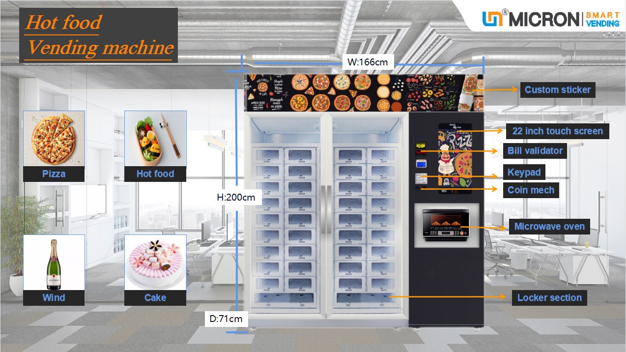 pizza vending machine hot food with microwave oven
