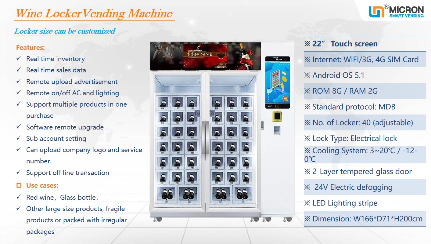 wine vending machines with cooling system