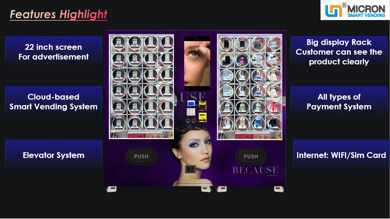 beauty vending vending machine with advertising screen