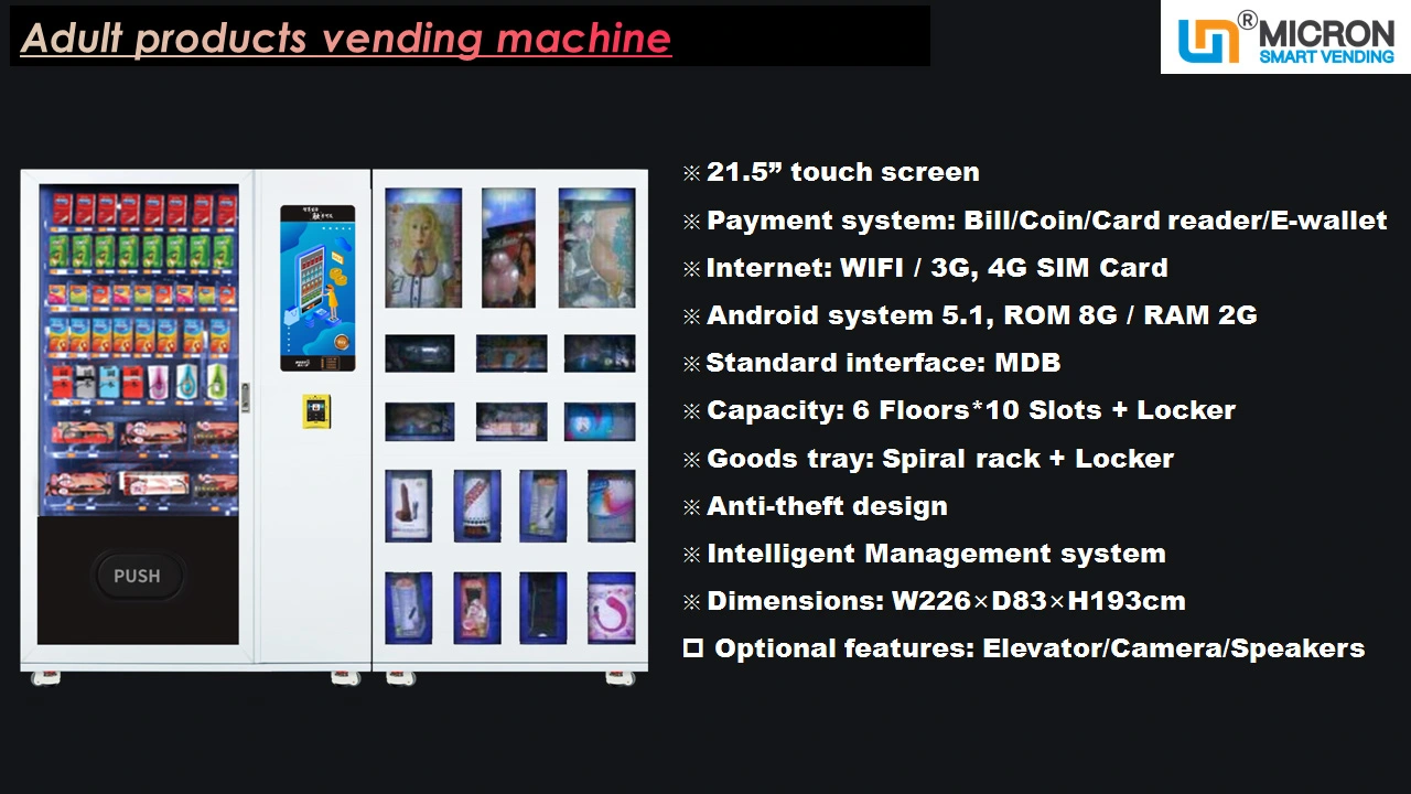adult sex toys product vending machine touch screen