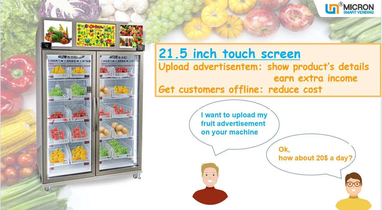 fresh fruit vending machine cooling system touch screen