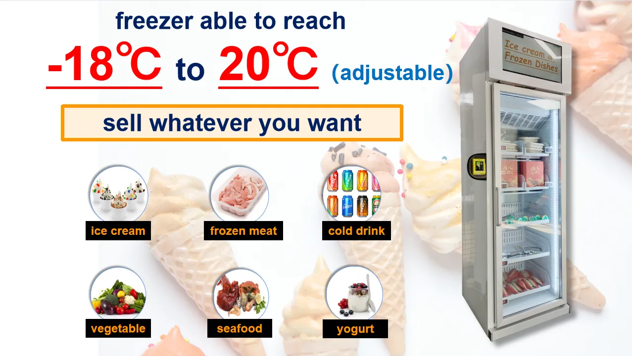 ice cream vending machine,freezer vending machine,retail vending,retail vending machine,smart vending machine