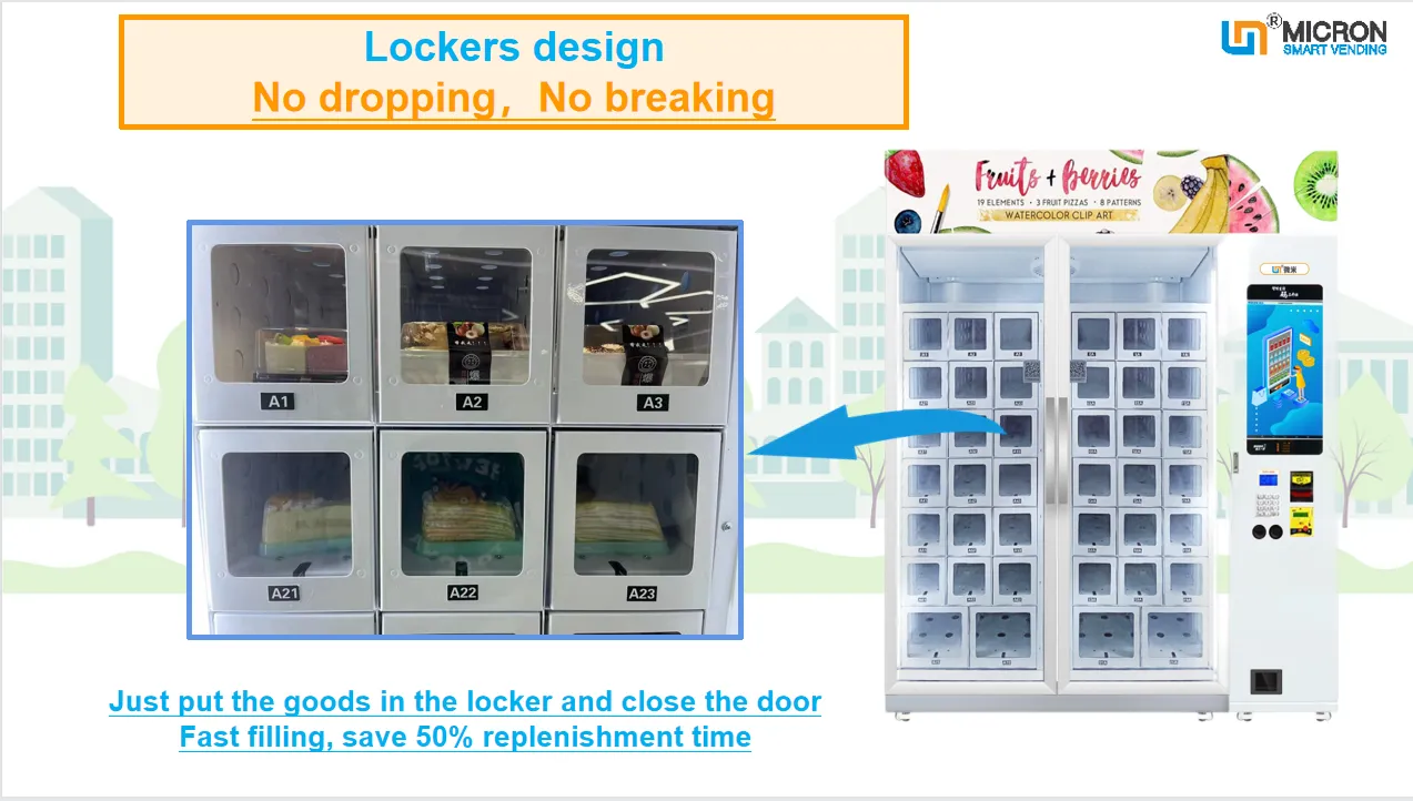 Cooling locker vending machine for selling egg vegetable fruit vending machine in unmanned retail store