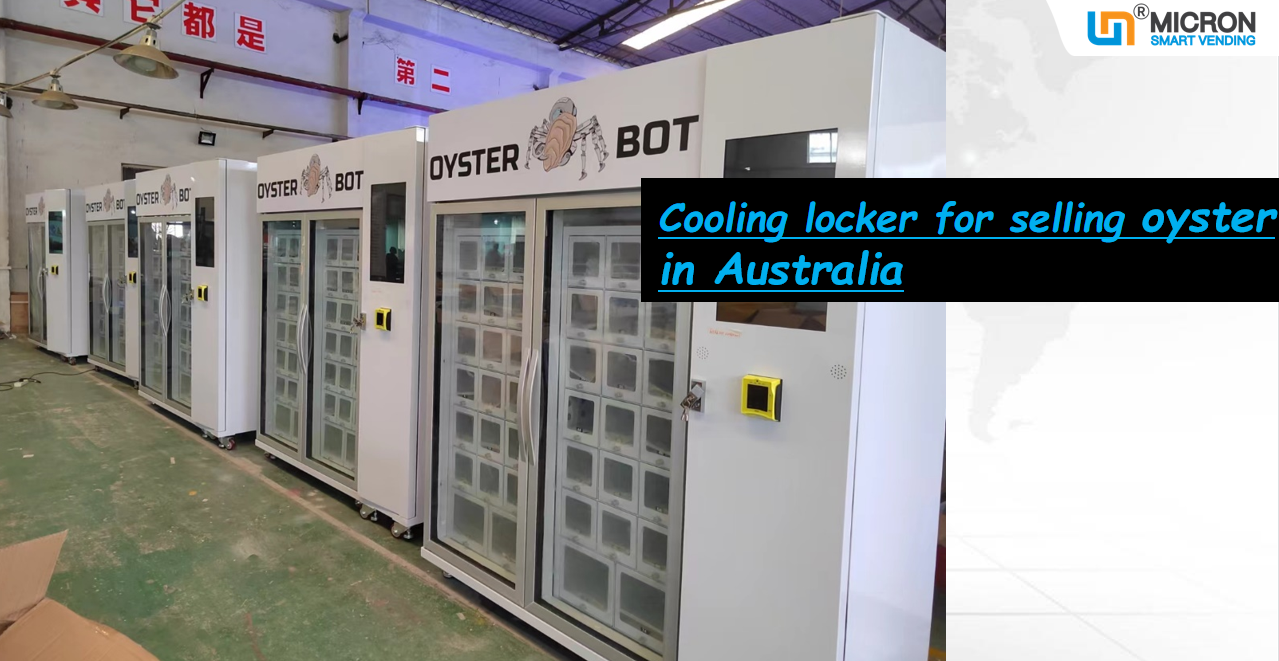 Oyster locker vending machine, vending machine, vending machine on the beach, seafood vending machine