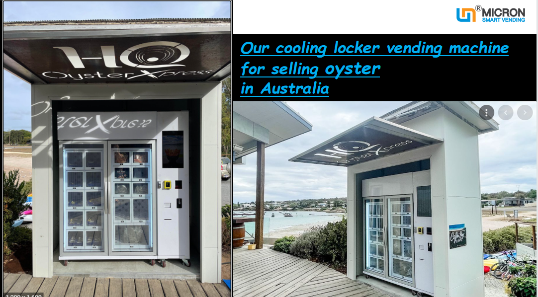 Oyster locker vending machine, vending machine, vending machine on the beach, seafood vending machine