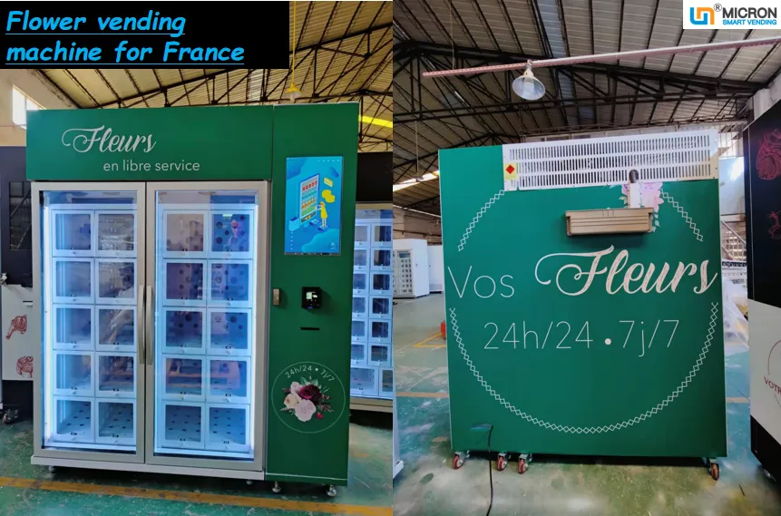 flower vending machine, 22 inch touch screen, cooling locker, our flower vending machine in France