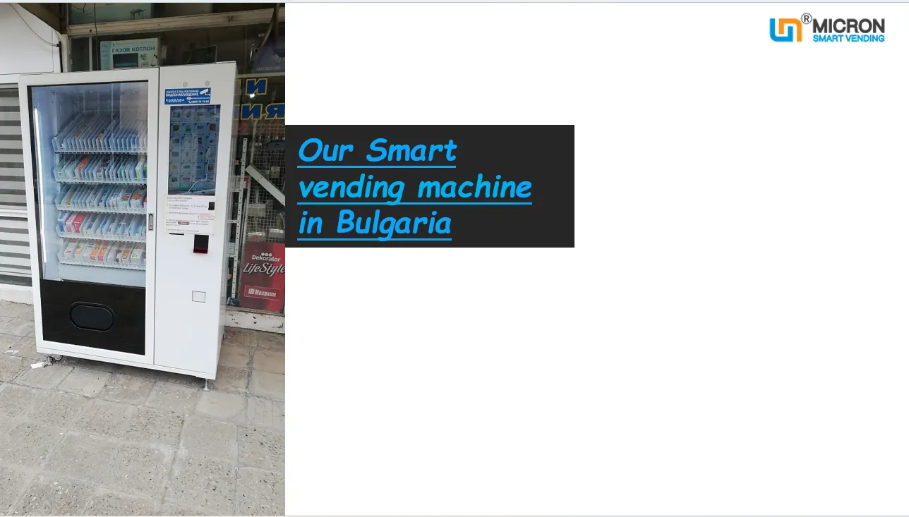 Micron weimi smart medicine vending machine in Bulgaria, Micron smart medicine vending machine with cooling system and remote management, it can hold 600~800 medicine, vending machine for selling PPE drug