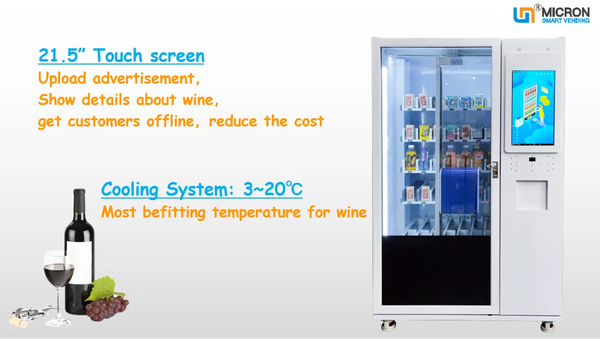 champagne vending machine, wine vending machine, can drink vending machine, elevator vending machine in the hotel