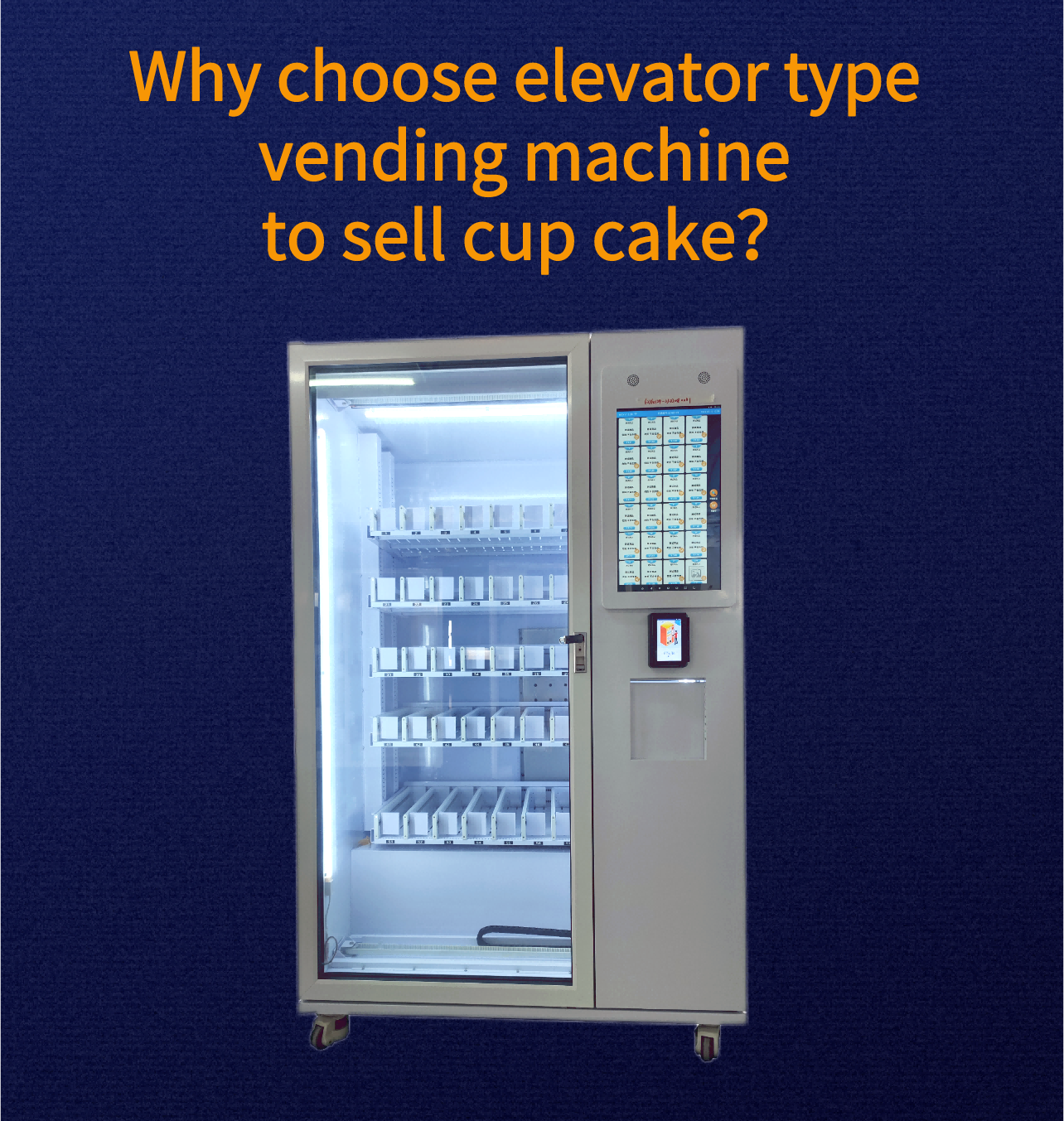 2023 new type Micron cup cake vending machine with elevator, stable elevator system to keep products safe