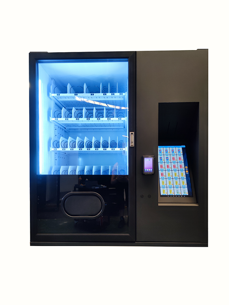 ADA compliant vending machine is 1.5meters high and friendly to the disabled, sitting on the whealchair can reach hands to the pick up box.