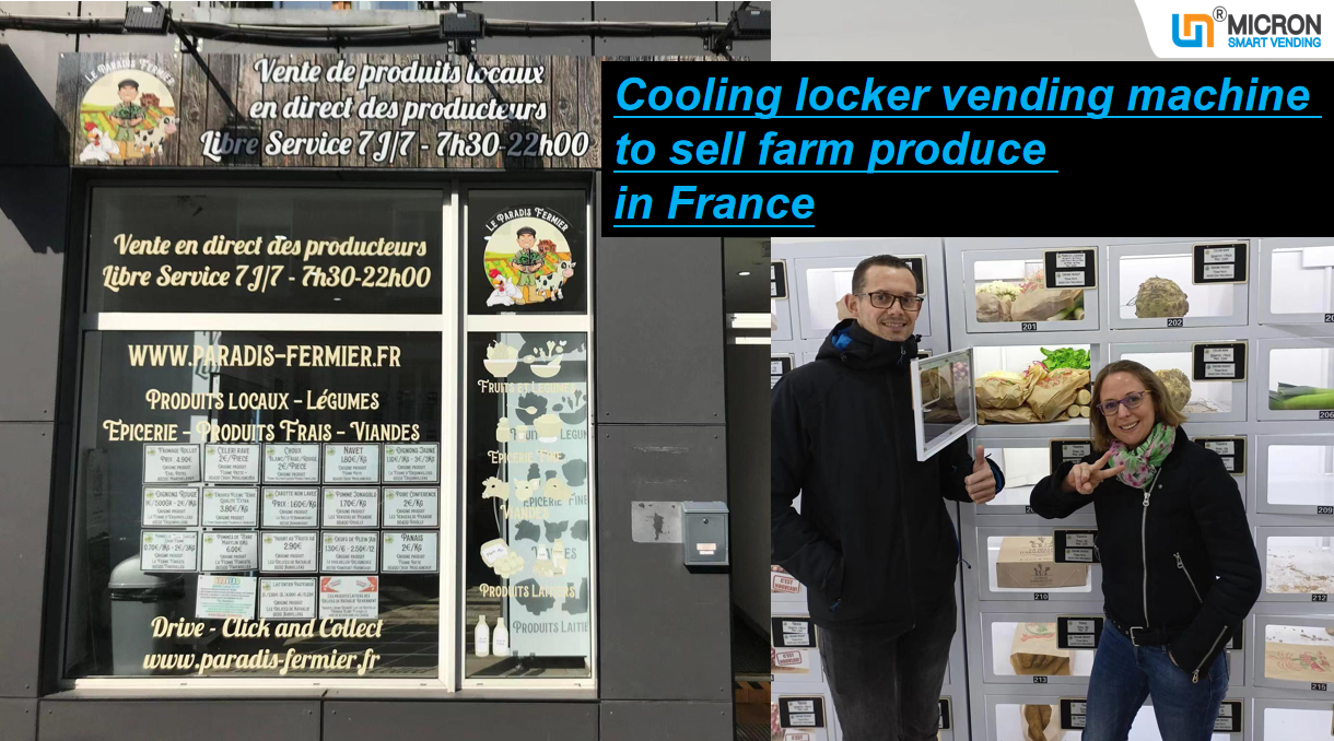 Cooling locker vending machine for selling fruit vegetable egg vending machine in unmanned retail store in France, micron smart vending machine manufacturer