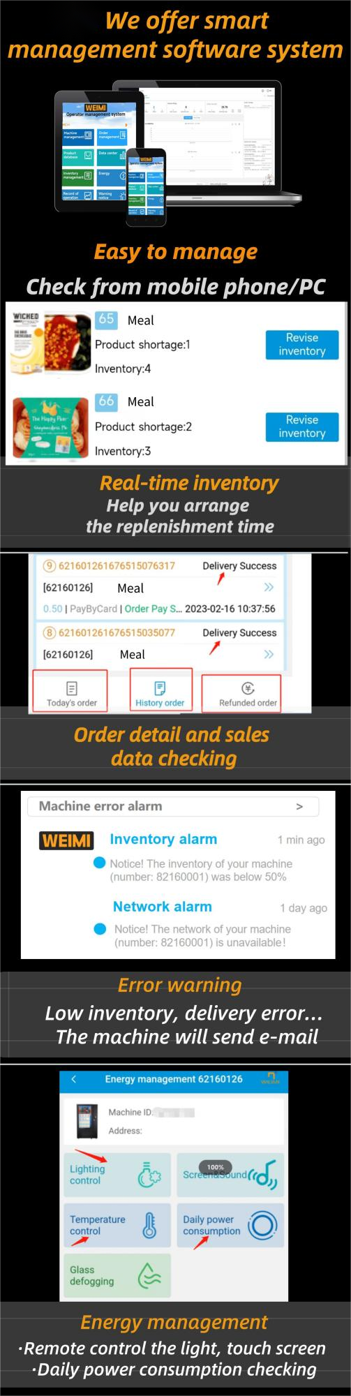 micron hot ready meal vending machine with smart software system, help operator to mamege the machine easily