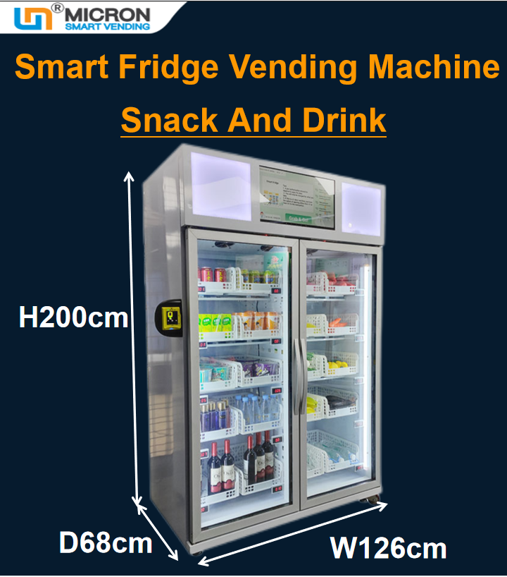 Snack and drink vending machine with cooling system and touch screen Smart fridge vending machine