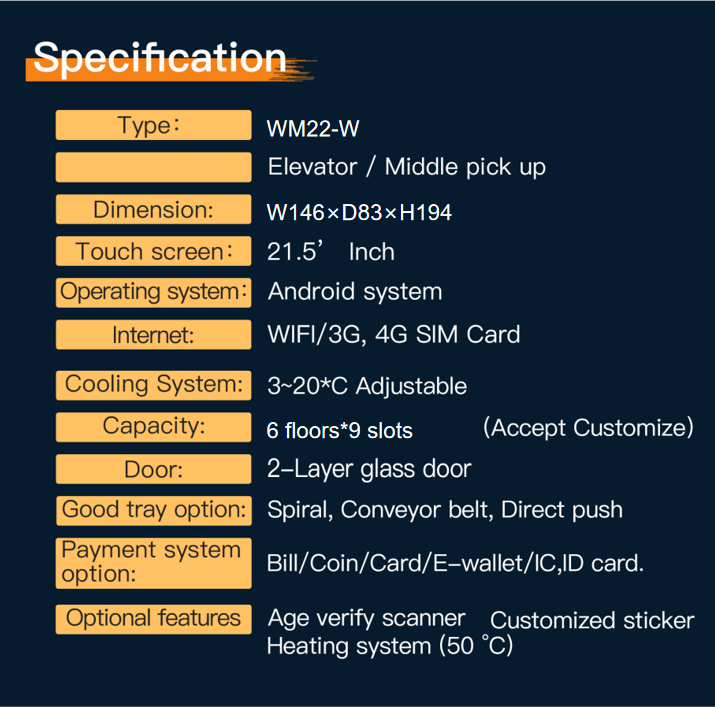 Micron snack drink vending machine with touch vending machine suppport E-wallet, and support customization