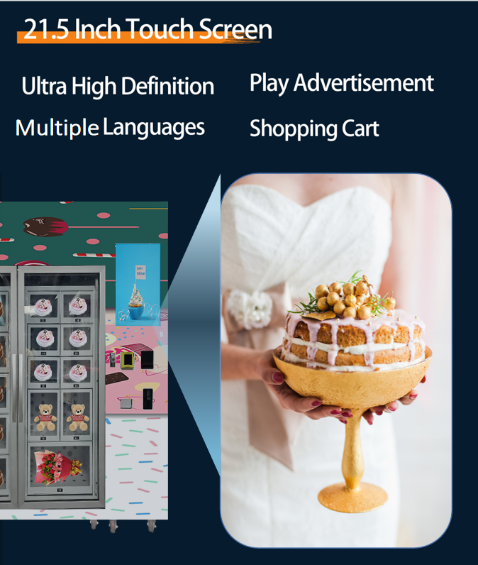 Cupcake cooling locker vending machine for selling cake bread sandwich frozen food