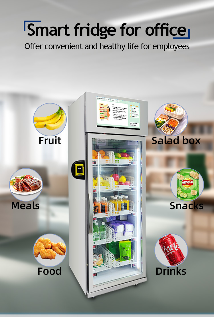 Micron smart fridge vending machien offer customer better shopping experience, fast shopping only take 10s, and it's just like take drink from fridge at home. Grab n go smart fridge vending machine is suitable for most kinds of products like snack drink egg fruit and glass bottle drink like wine beer