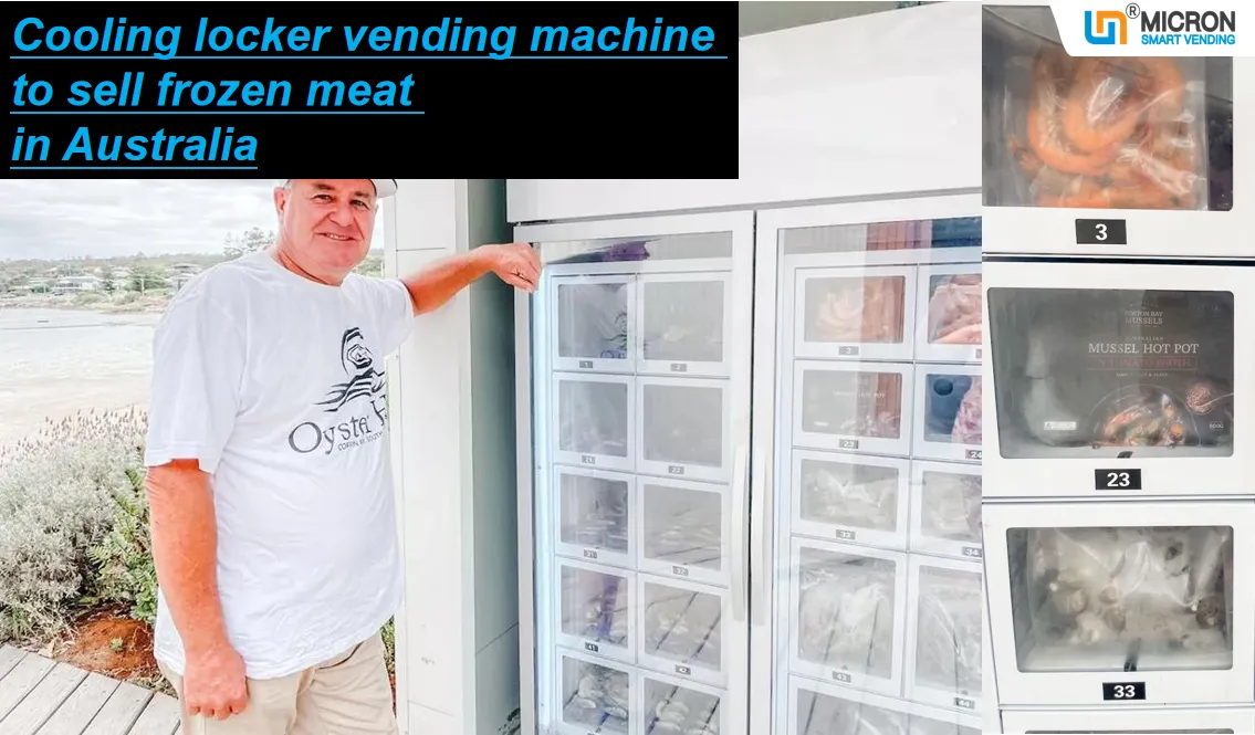 Cooling locker vending machine for selling fruit vegetable egg vending machine in unmanned retail store in Australia, micron smart vending machine manufacturer