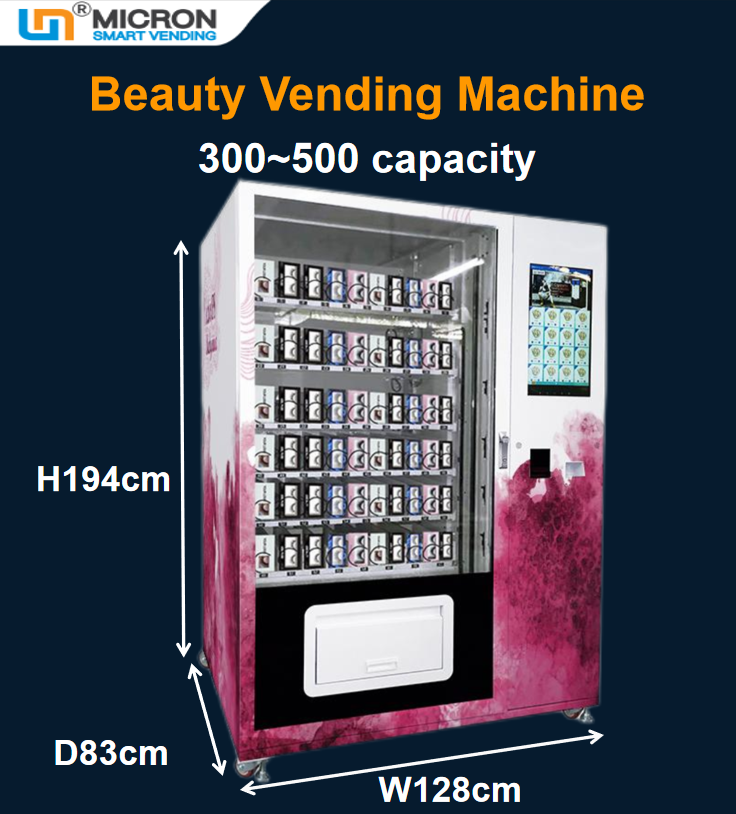 Micron smart false eyelash vending machine can hold 200~500 lashes with affordable price, can sell many kinds of products like lipstick, eye shadow