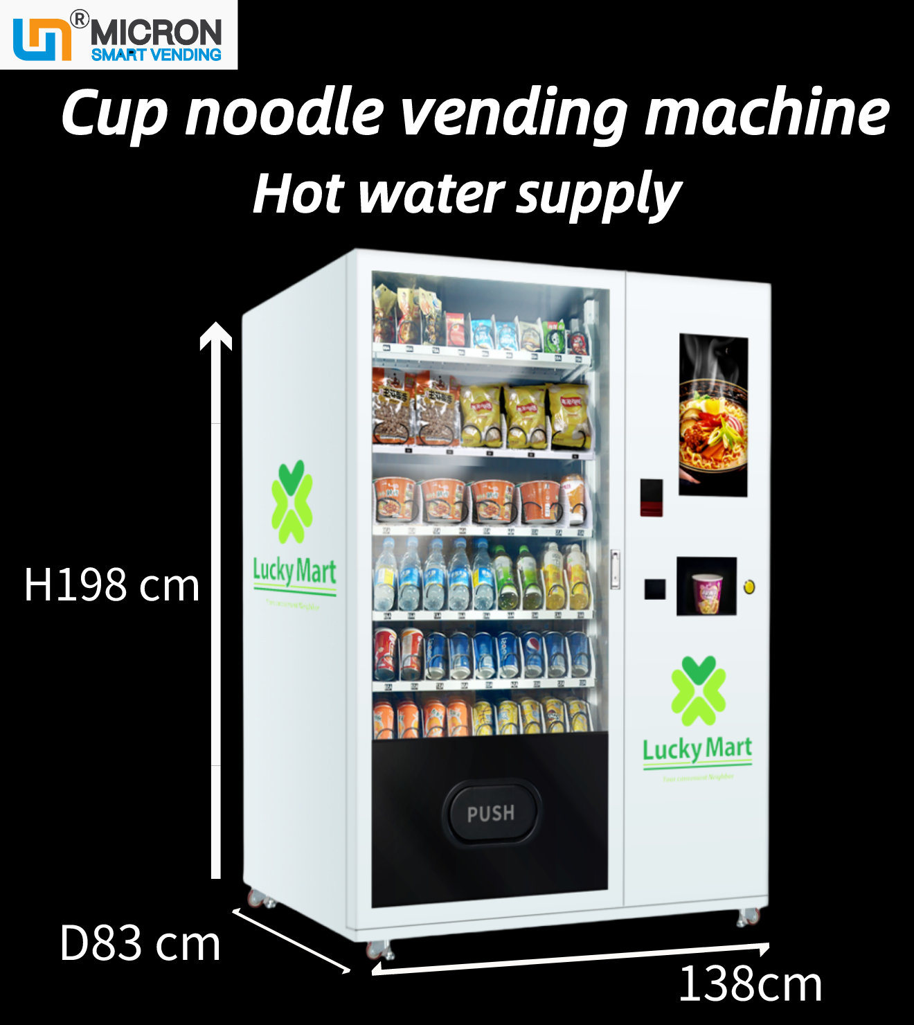 Cup noodle vending machine with hot water supply, we offer customize OEM/ODM service, snack drink vending machine for sale with120-180 cup noodles