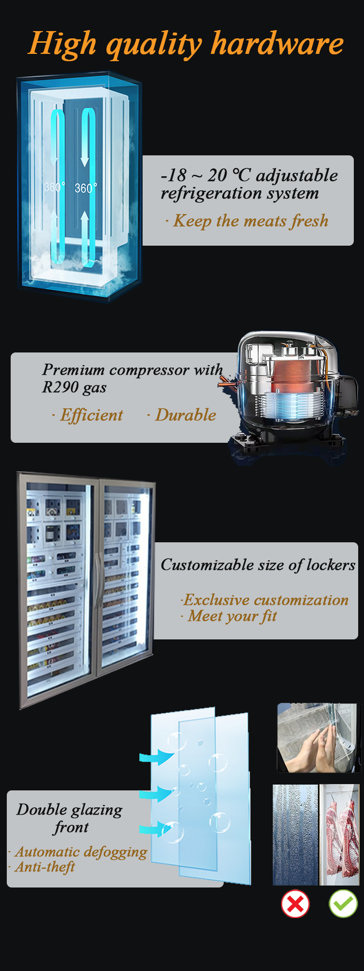 Micron frozen meat vending machine for sale, our vending machine is use high quality hardware, we accept customize