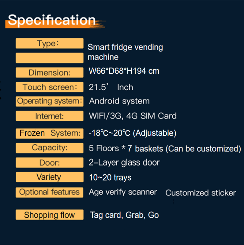 Ice cream Smart fridge vending machine to sell frozen food ice cream snack drink freezer vending machine