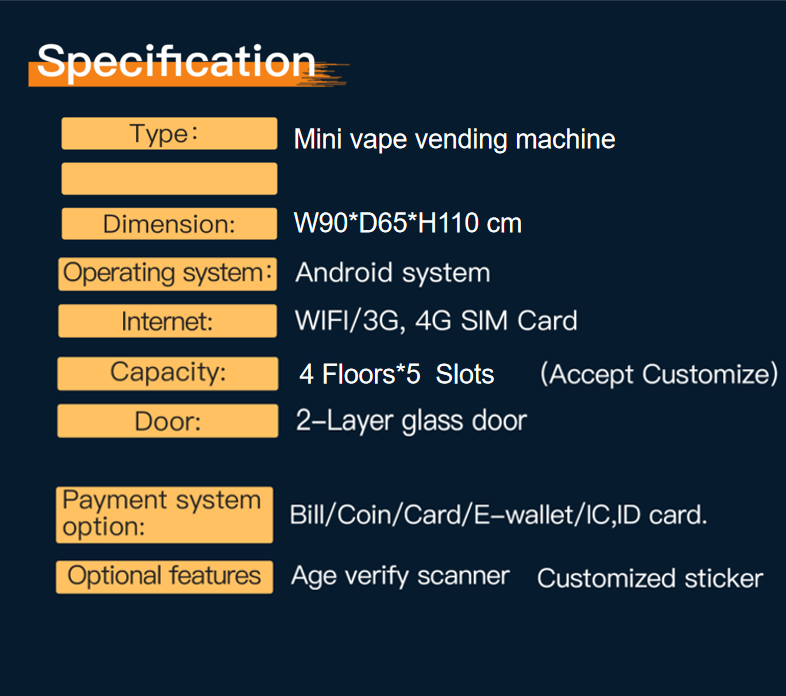 Mini vape vending machine for sale with card reader can be put on the table