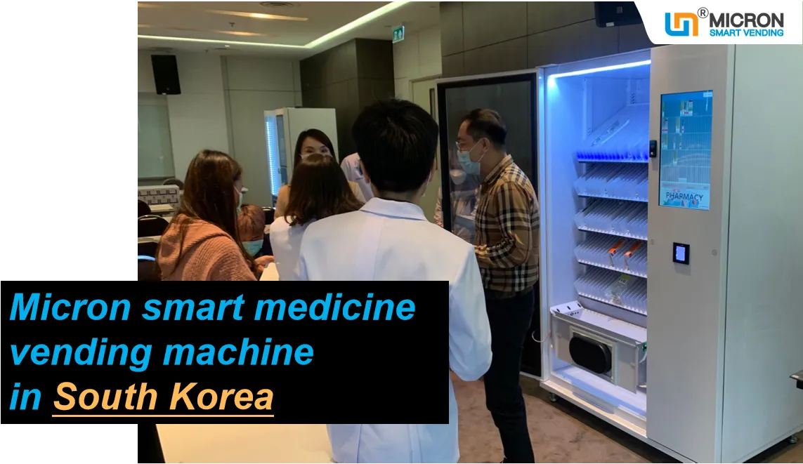 Micron weimi smart medicine vending machine in South Korea Micron smart medicine vending machine with cooling system and remote management, it can hold 600~800 medicine, vending machine for selling PPE drug