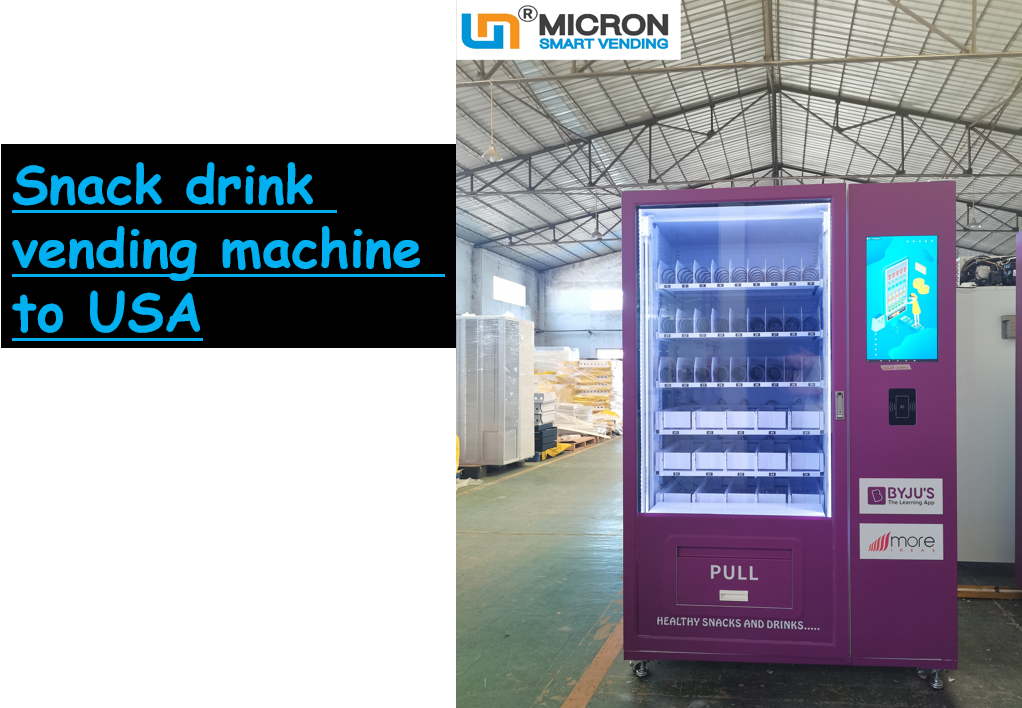 Micron smart vending machine to USA. snack drink vending machine with card reader, it has different good trays to sell many kinds of products in one machine, combo vending machine
