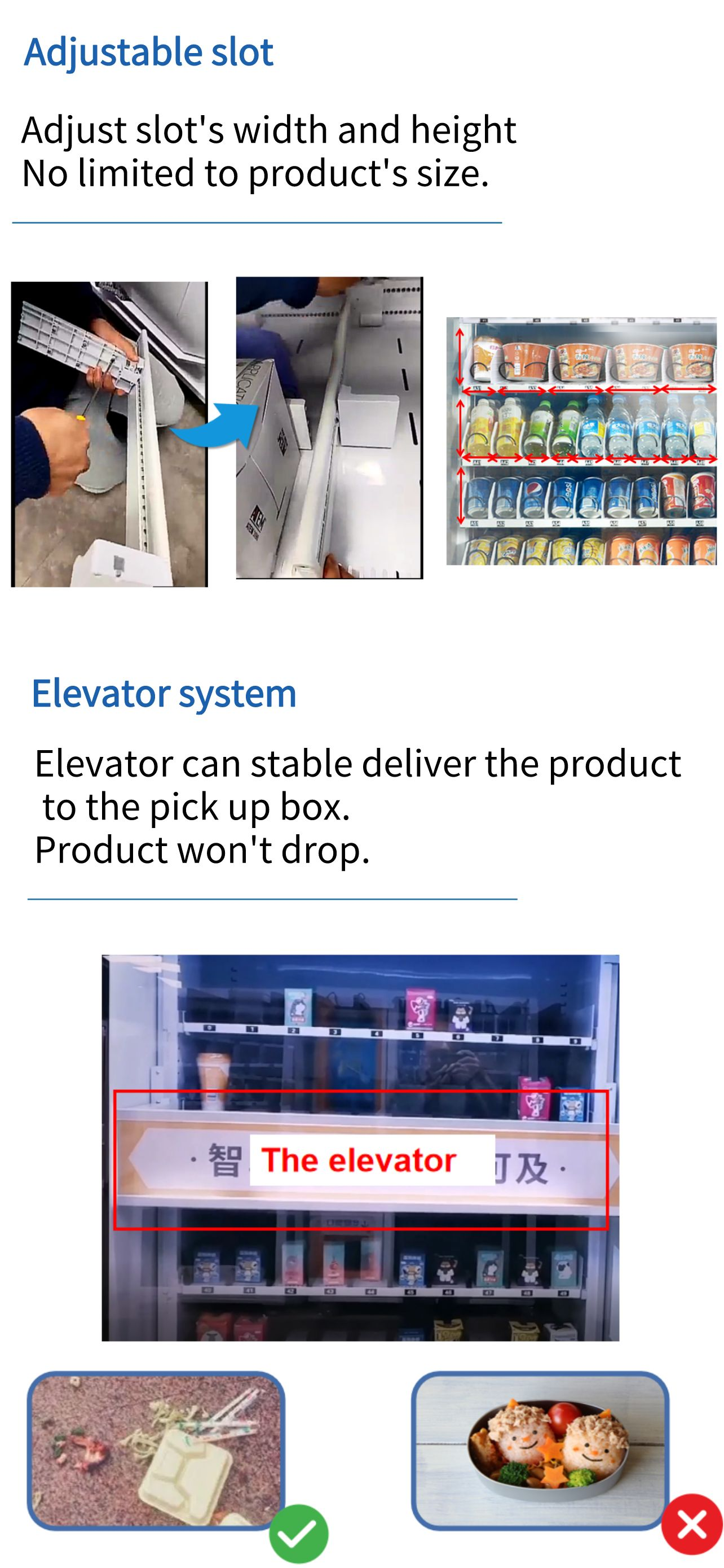 combo vending machine with big capacity and microwave oven to sell hot food meal snack drink, it can hold 250 drinks, 30 snacks and 107 meal boxes