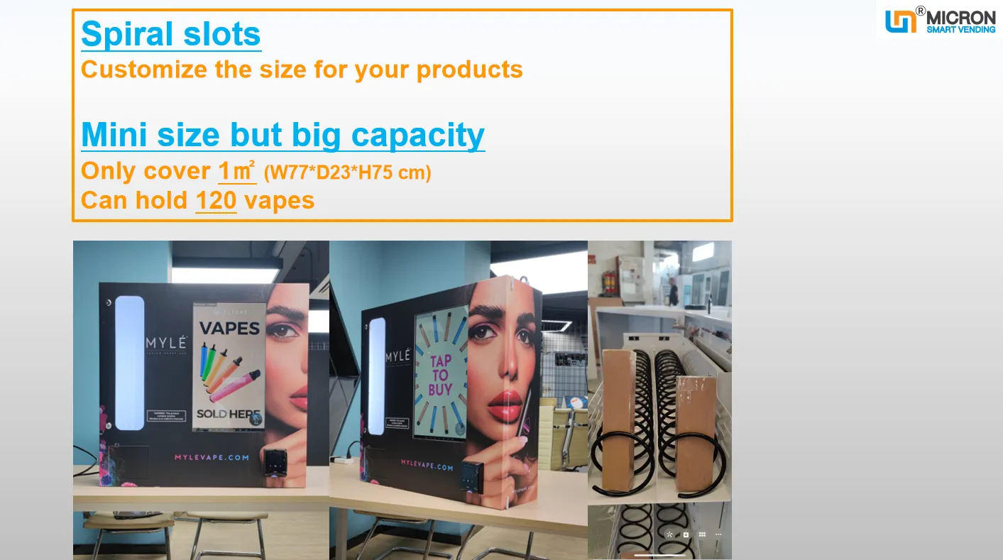 Micron E-cigarette vape vending machine can be hung on the wall in the club, it's a mini vending machine with affordable price, Micron smart vending machine is top 3 vending machine supplier and vending machinemanufacturer in China
