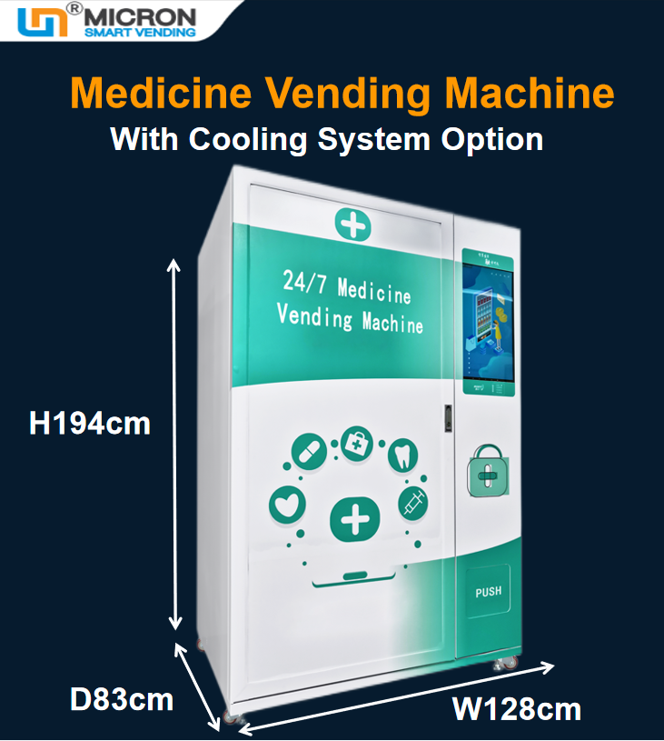 Micron smart medicine vending machine with cooling system and remote management, it can hold 600~800 medicine, vending machine for selling PPE drug