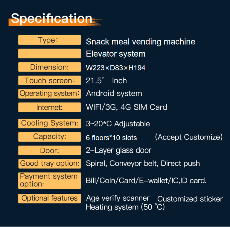 Combo smart machine meal and drink with big capacity and touch screen