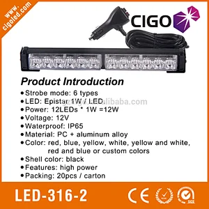 LED-316-2 emergency blue light bar code 3 lightbar 12W or 36W amber flashing lights on vehicles