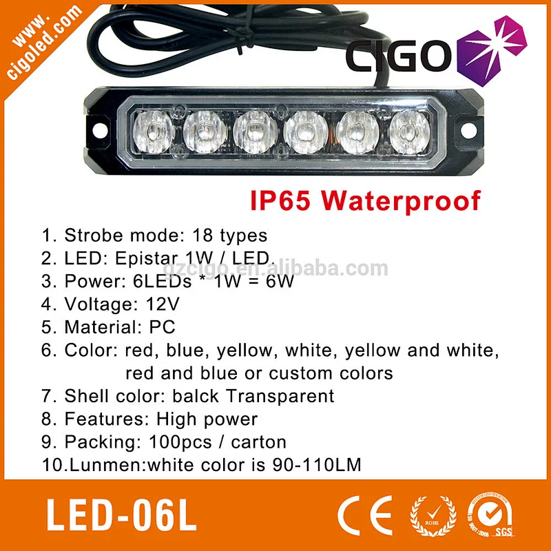 New item led warning lights for cars 12V 6pcs emergency flashing lights for vehicle green led emergency vehicle lights