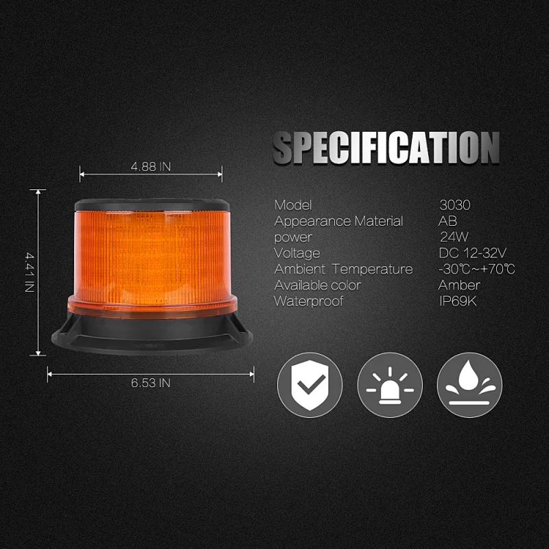 LED-3030  Amber LED DF-J-AY24 car roof  emergency warning led strobe beacon light