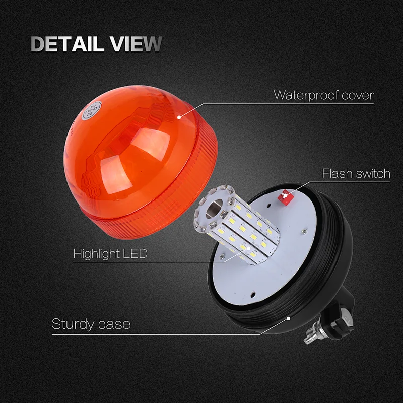 LED-03X-3 Amber LED 40-5730 amber led beacon lights  With Support  For Heavy Machine