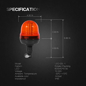LED-03L-1 Amber LED 60-5730 LEDs emergency vehicle warning lights  With Support  For Heavy Machine