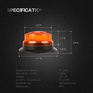 New Style LED-015 24SMD 3030 Ultra-thin amber revolving led beacon warning light