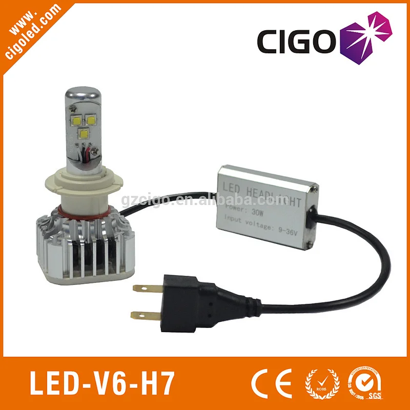 LED-V6-H7 led car headlamp bulbs 12-24V h7 led bulb headlight 30W led bulbs for cars headlights