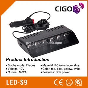 LED-S9 emergency strobe lights 12V led grill lights for cars 6 pcs 1w or 3w led windshield flasher